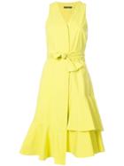 Josie Natori Tie Front Asymmetric Dress - Yellow & Orange