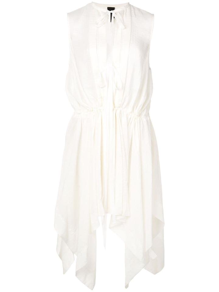 Vera Wang Tie Fastening Midi Draped Dress - White