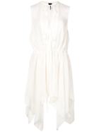 Vera Wang Tie Fastening Midi Draped Dress - White