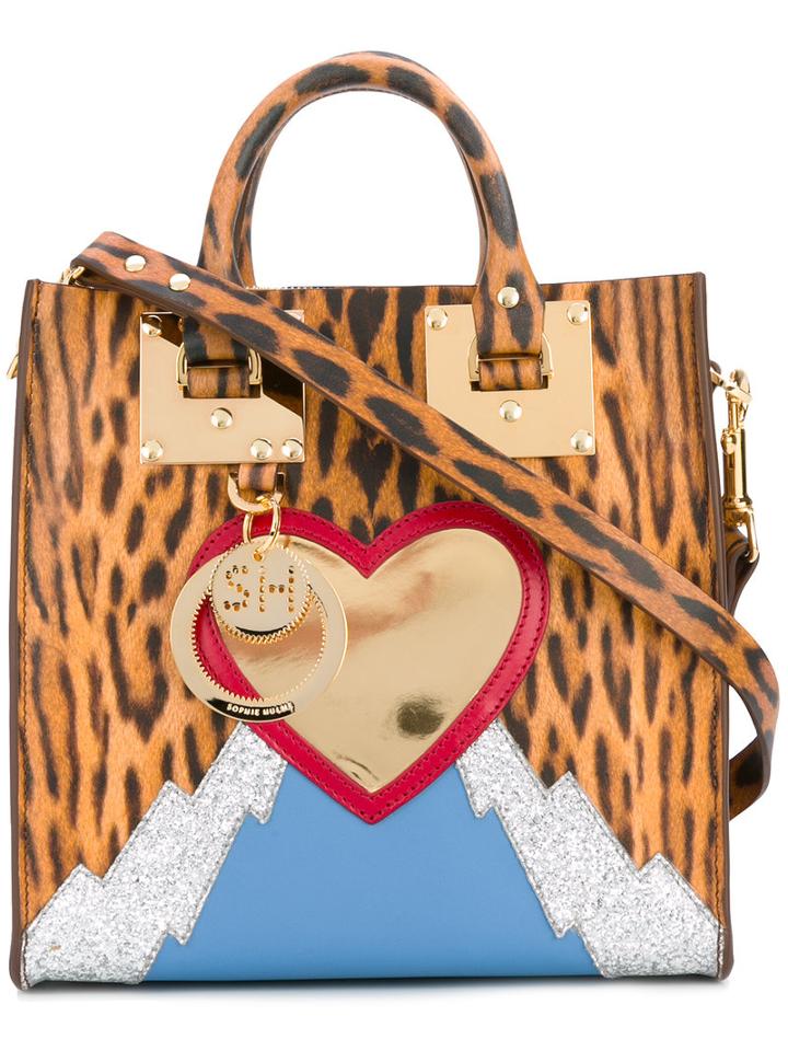 Sophie Hulme - Leopard Print Square Tote - Women - Calf Leather - One Size, Women's, Brown, Calf Leather