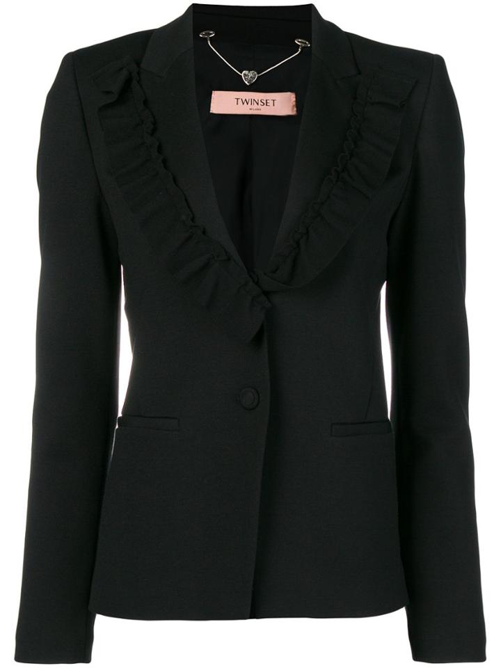 Twin-set Frill Lapel Blazer - Black