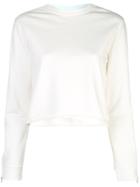 Rta Zipped Sleeve Cropped Sweatshirt - White