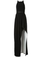 Halston Heritage Slit Leg Long Dress, Women's, Size: 0, Black, Polyester/spandex/elastane