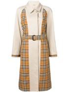 Burberry Check Insert Trench Coat - Brown