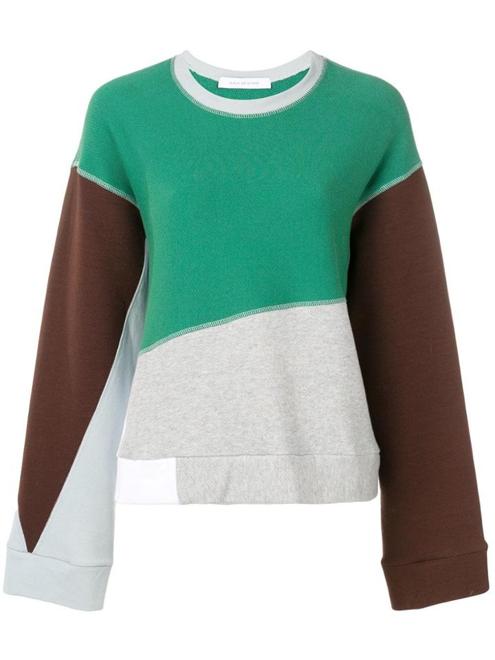 Walk Of Shame Oversized Colour Block Sweatshirt - Green