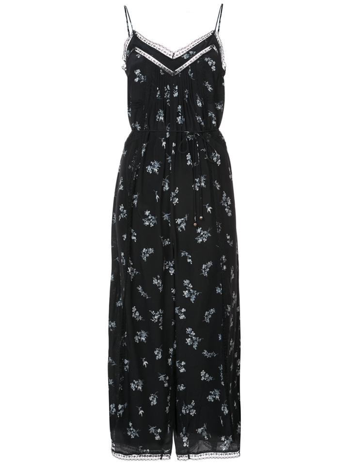 Zimmermann Floral Pin Tuck Jumpsuit - Black