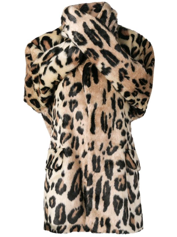 Junya Watanabe Leopard Print Wrap Coat - Brown