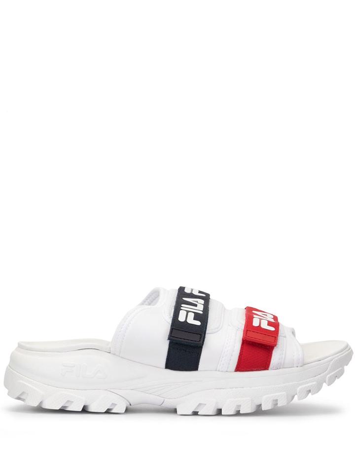 Fila Logo Strap Slides - White