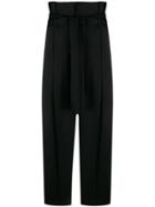 Max Mara Paperbag Waist Tapered Trousers - Black