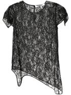Givenchy Floral Lace Asymmetric Top - Black