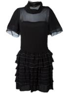 Isabel Marant Transparent Panel Ruffled Dress, Women's, Size: 40, Black, Silk