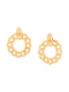Chanel Vintage Flower Hoop Earrings - Gold