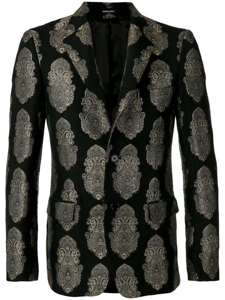 Alexander Mcqueen - Embroidered Blazer - Men - Cotton/polyamide/polyester/metal - 50, Black, Cotton/polyamide/polyester/metal