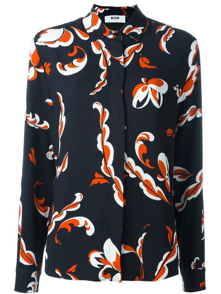 Msgm Abstract Print Shirt, Women's, Size: 42, Black, Viscose/polyester