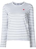 Mini Heart Striped T-shirt, Women's, Size: Large, Grey, Cotton, Comme Des Garçons Play