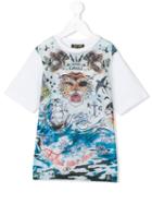 Roberto Cavalli Kids - Nautical Tiger Print T-shirt - Kids - Cotton/elastodiene - 12 Yrs, Boy's, White