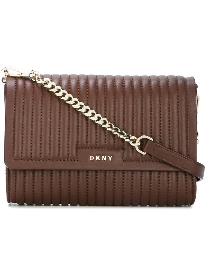 Dkny Ribbed Crossbody Bag, Women's, Brown, Lamb Skin