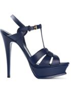 Saint Laurent Tribute Sandals, Women's, Size: 41, Blue, Calf Leather/leather