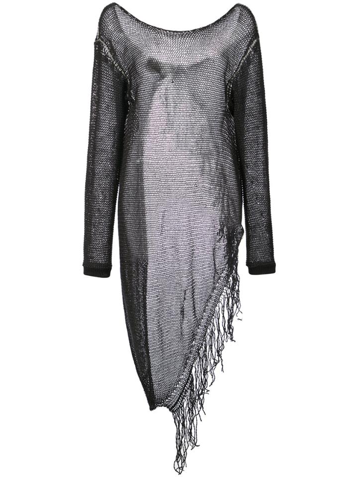 Lost & Found Ria Dunn Mesh Knit Fringe Pullover - Black