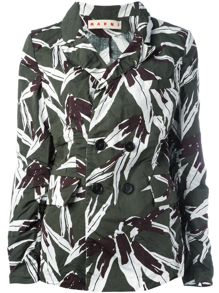 Marni Leaf Pattern Blazer - Green