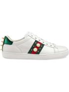 Gucci Ace Studded Leather Sneakers - White