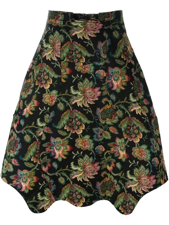 Comme Des Garçons Floral Jacquard Full Skirt
