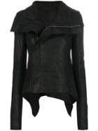 Rick Owens - High Low Biker Jacket - Women - Silk/cotton/leather/wool - 42, Black, Silk/cotton/leather/wool