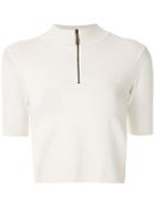 Andrea Bogosian Funnel Neck Knit Blouse - White