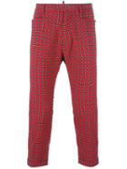 Dsquared2 Tartan Cropped Trousers, Men's, Size: 46, Red, Cotton