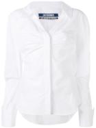 Jacquemus Gathered Detail Shirt, Women's, Size: 36, White, Cotton/linen/flax