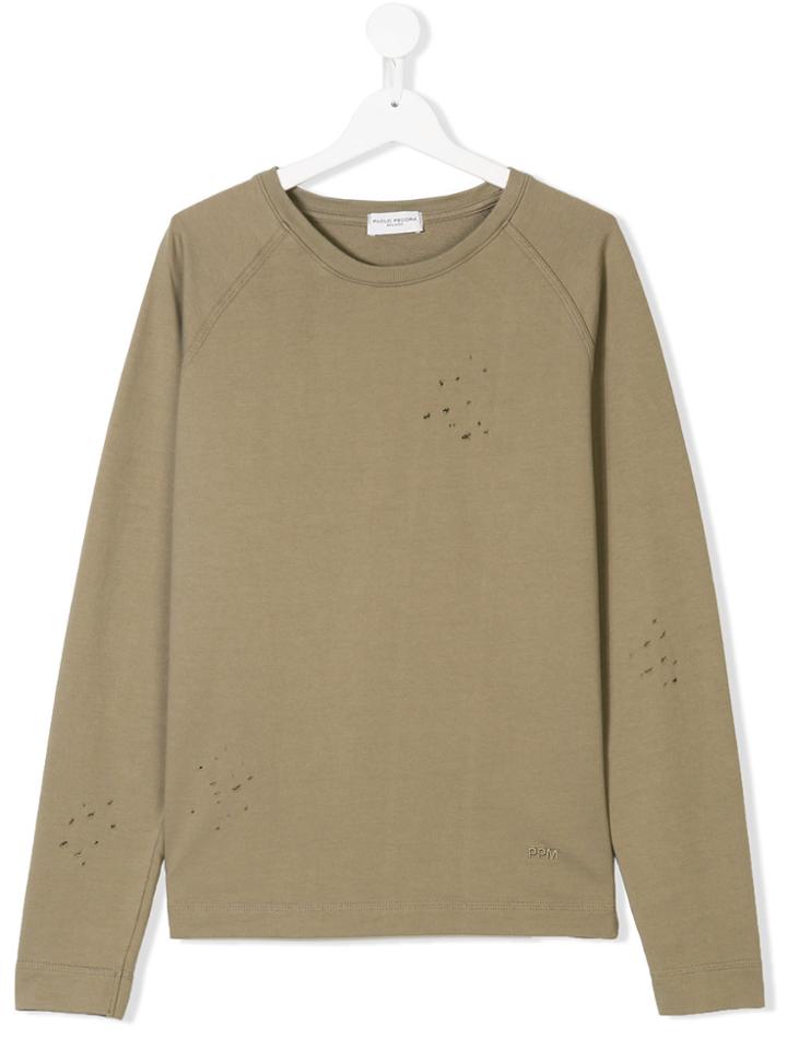 Paolo Pecora Kids Teen Distressed Sweatshirt - Nude & Neutrals