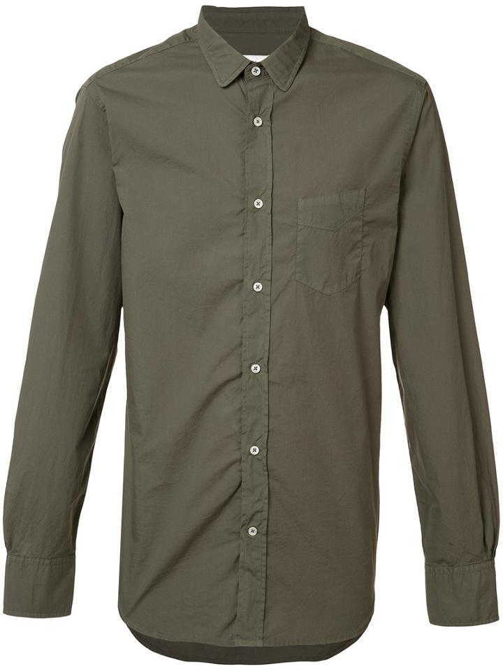 Officine Generale Patch Pocket Shirt, Men's, Size: Small, Green, Cotton