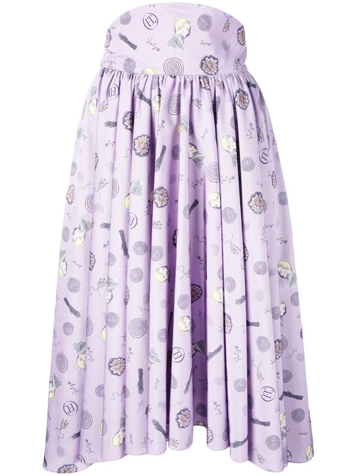 Olympia Le-tan Frances Printed Skirt - Pink & Purple