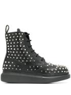 Alexander Mcqueen Spike Studded Lace-up Boots - Black