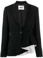 Msgm Asymmetric Single-breasted Blazer - Black