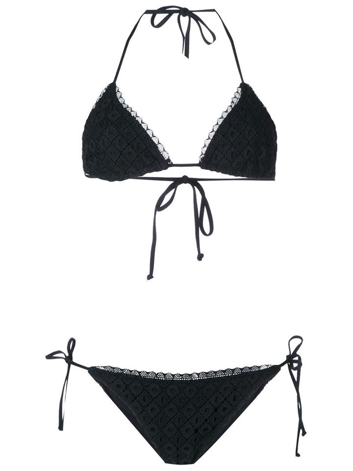 Ermanno Scervino Triangle Bikini, Women's, Size: 1, Black, Polyester/nylon/spandex/elastane