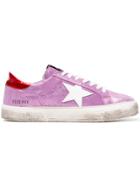 Golden Goose Deluxe Brand Pink May Glitter Leather Sneakers - Pink &