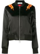 Paco Rabanne Embroidered Flame Bomber Jacket - Black
