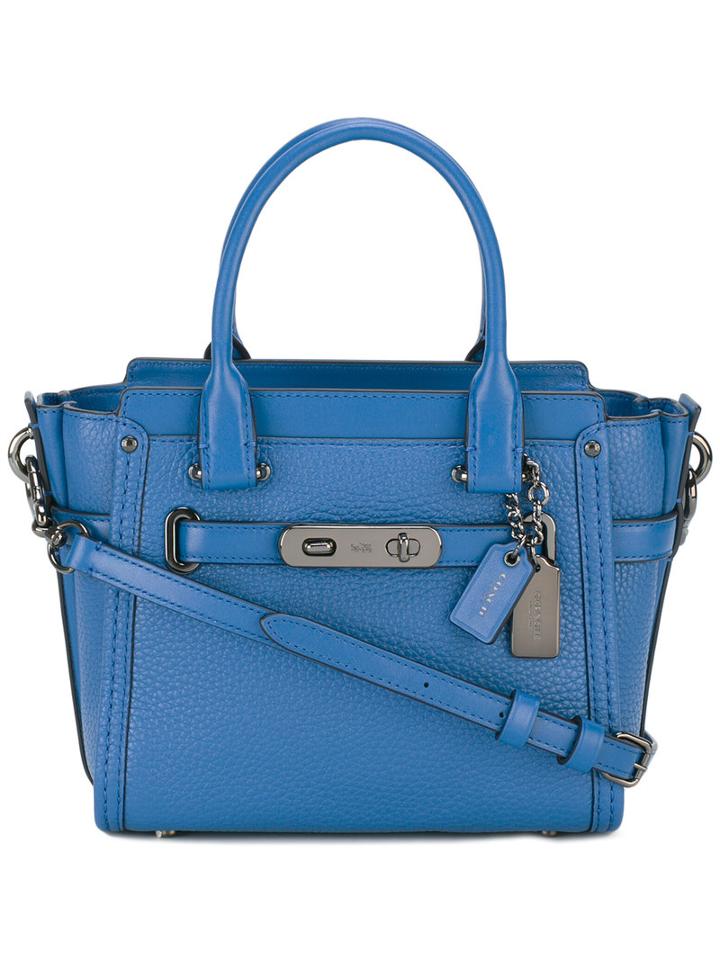 Coach Shoulder Bag, Women's, Blue, Calf Leather
