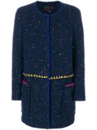 Femme By Michele Rossi Textured Single-breasted Coat - Blue