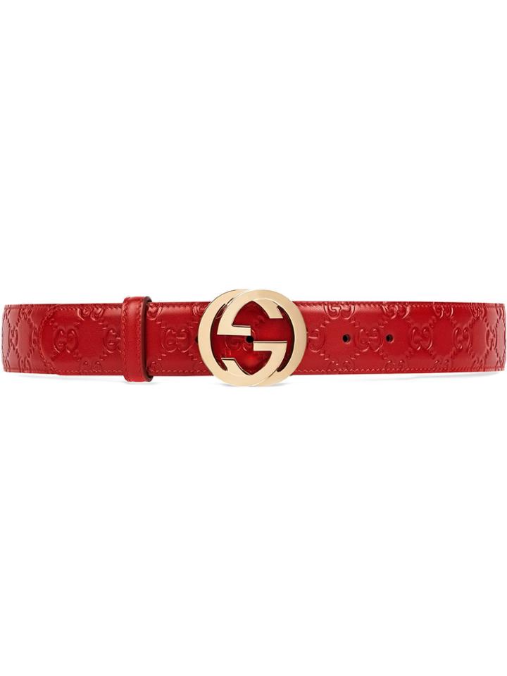 Gucci Gucci Signature Leather Belt - Red