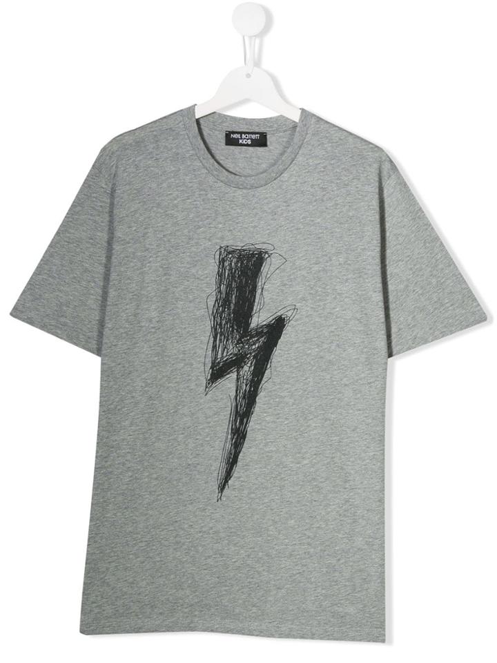 Neil Barrett Kids Teen Thunderbolt Print T-shirt - Grey