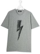 Neil Barrett Kids Teen Thunderbolt Print T-shirt - Grey