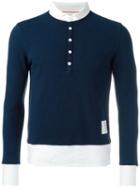 Thom Browne Henley Longsleeved T-shirt, Men's, Size: 2, Blue, Cotton