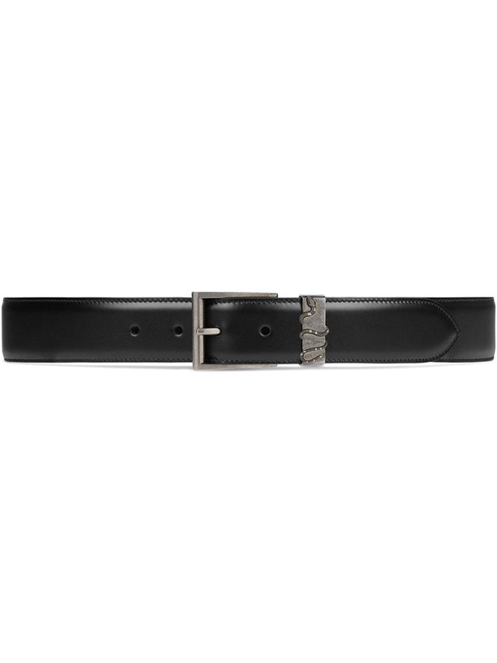 Gucci Leather Belt With Snake - Black
