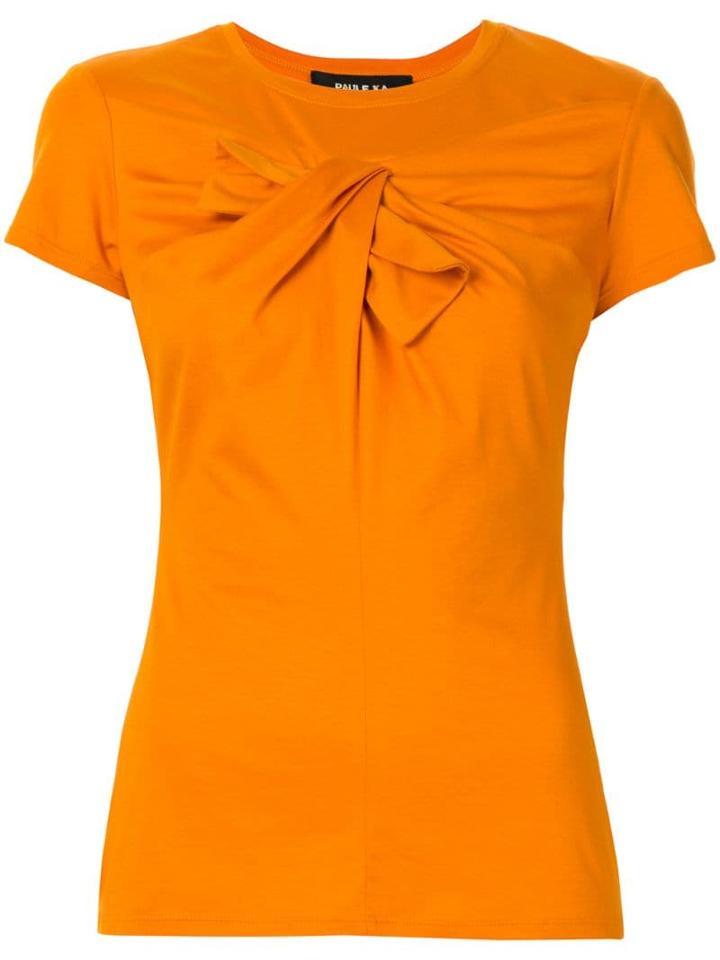 Paule Ka Draped Bow-embellished T-shirt - Orange