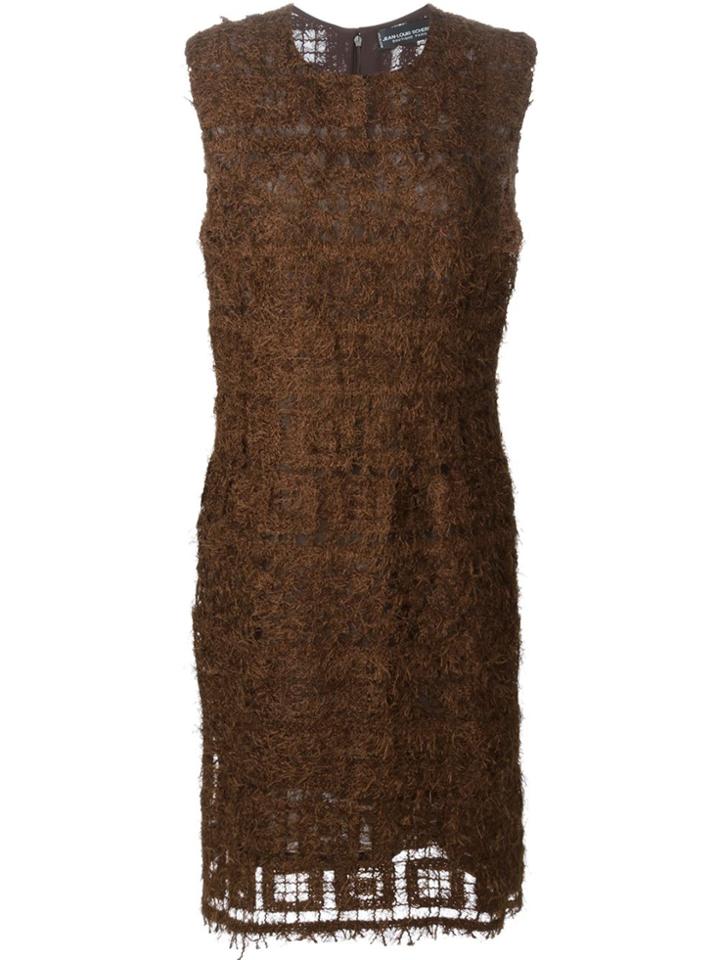 Jean Louis Scherrer Vintage Feather-knit Dress - Brown