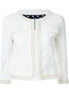 Guild Prime Faux Pearl Trim Denim Jacket, Women's, Size: 34, White, Cotton/polyurethane