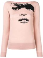 No21 Knit Face Print Sweater - Pink