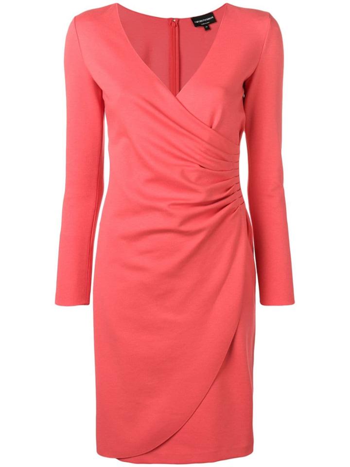 Emporio Armani Wrap Front Midi Dress - Pink